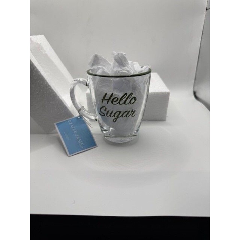 Draper James 12 oz Glass Coffee Mug “Hello Sugar”  Cute Gift